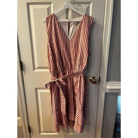 julia jordan Dresses & Skirts - Julia Jordan Red & White Striped Sleeveless Tie Belted Tiered Dress sz 24W NWOT